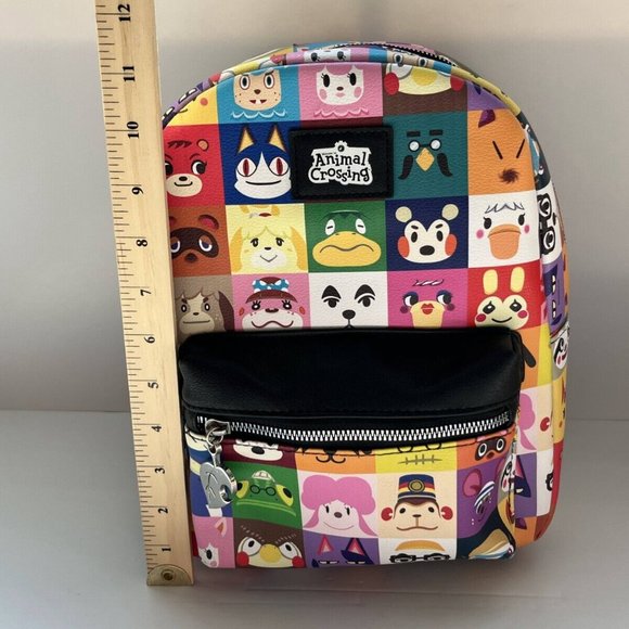 NINTENDO Animal Crossing Multicoloured Cartoon Print Zip Pockets Backpack Bag - Picture 12 of 16